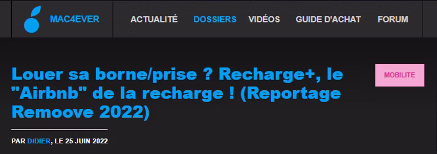 Mac4Ever parle de Recharge+
