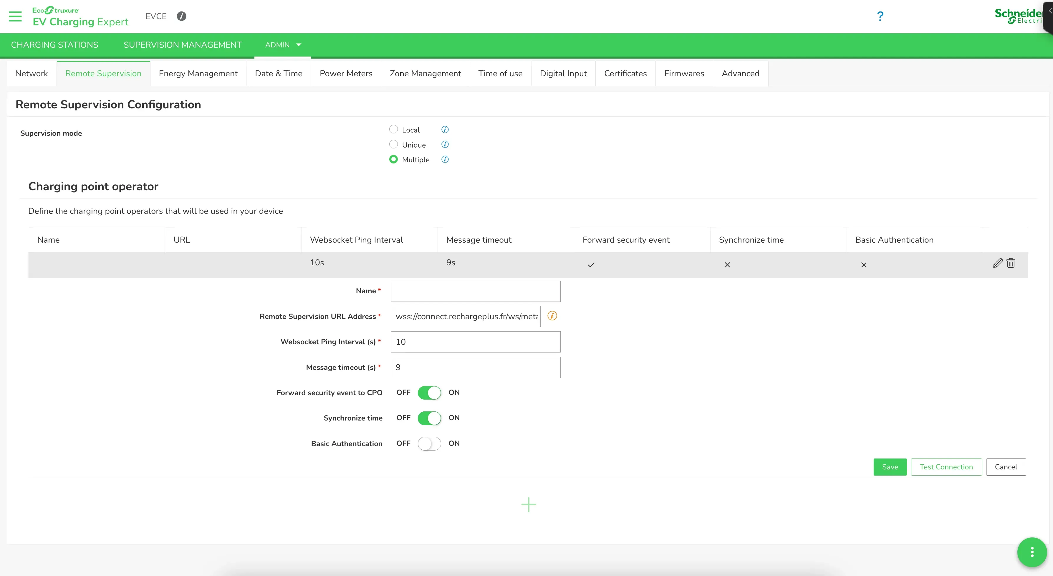 Configuration d'EcoStruxure EV Charging Expert avec Recharge+