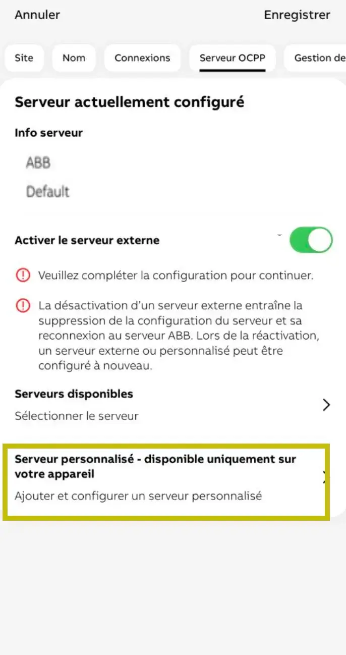Configuration OCPP d'une borne ABB Terra AC avec Recharge+